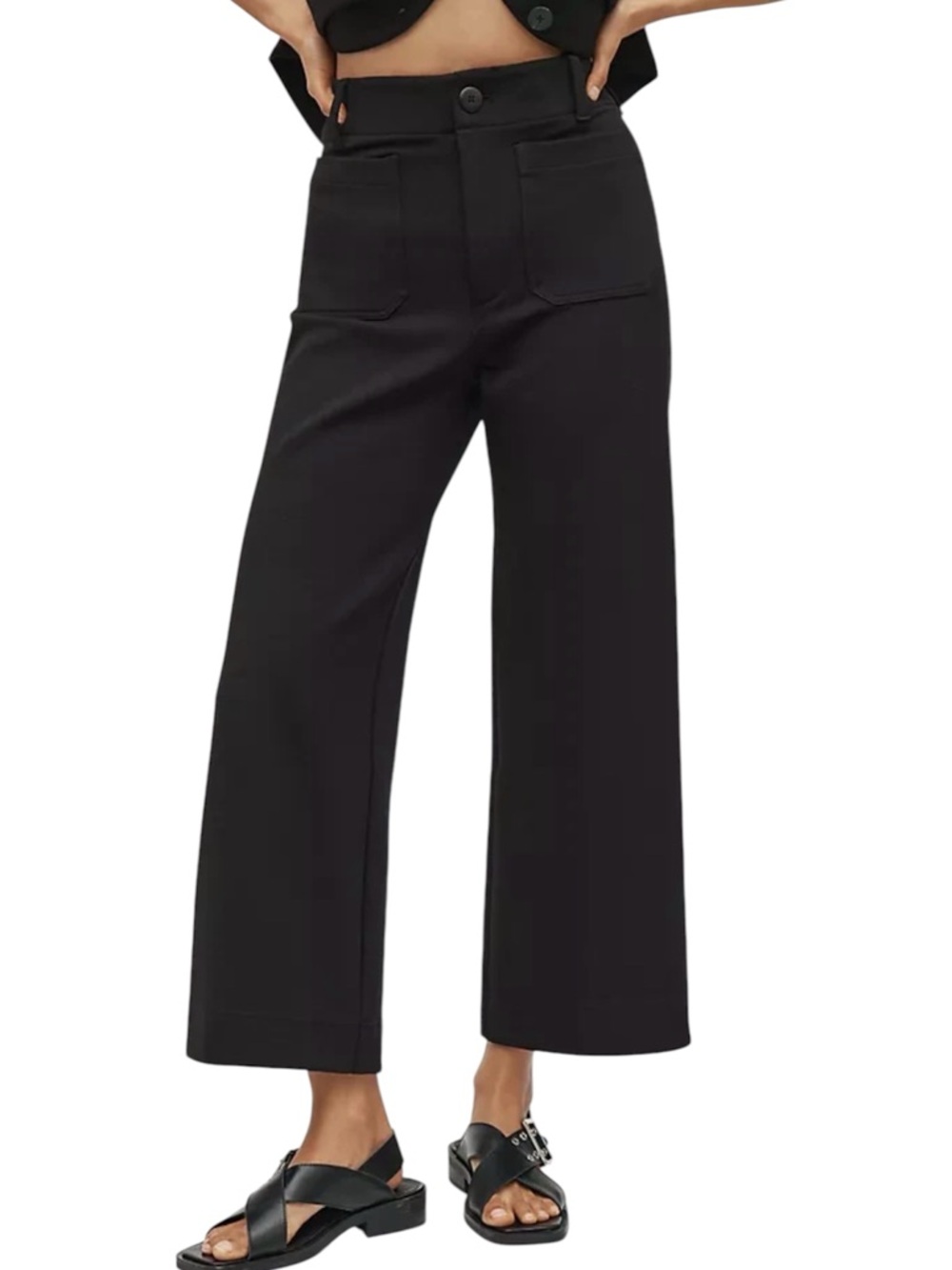 Anthropologie Colette Knit Crop Wide-Leg Pants high-rise wide-leg 6 EUC Boho